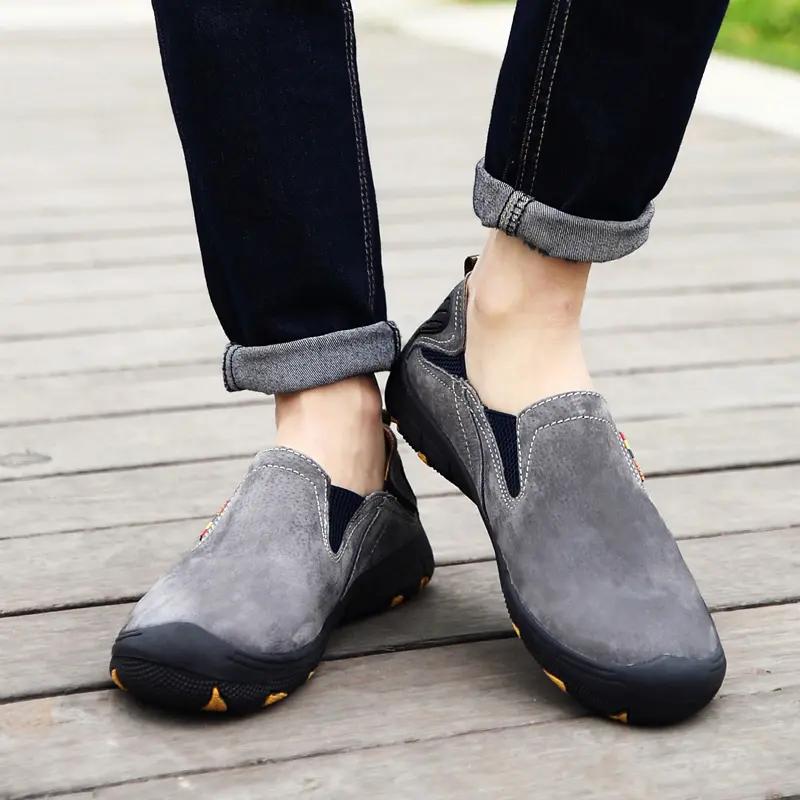 Plus Size 39-48 Men Genuine Leather Casual Shoes Comfortable Soft Sole Anti Slip Daily Walking Driving Office Loafers for Daily Wear Business