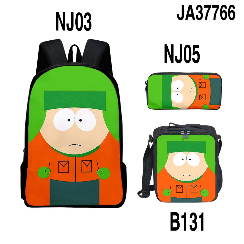Trendy Popular Novelty SOUTH PARK 3D Printed 3pcs/Set Student School Bags Laptop Daypack Backpack Lunch bag Pencil Case