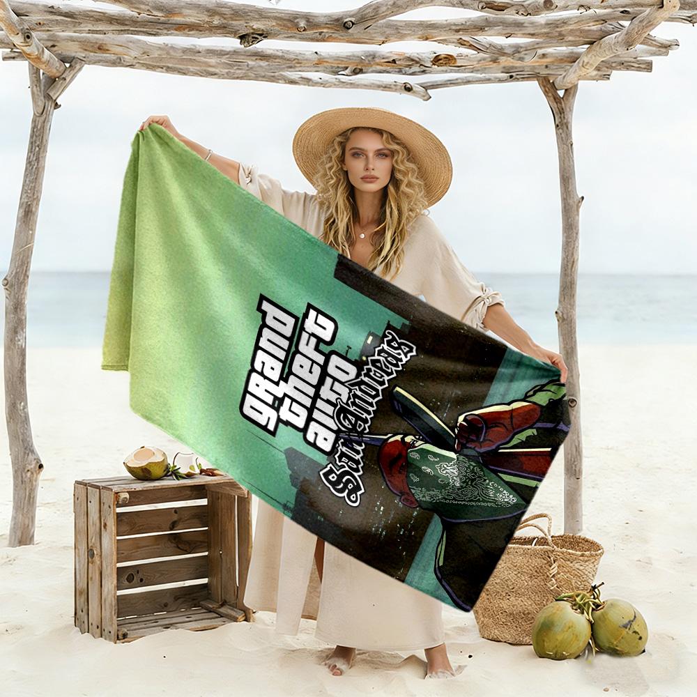 Grand Theft Auto Beach Towel Super Soft Microfiber Quickdry Fabric Comfortable Lightweight Suitable for Swimming Gym Camping Yoga Vacation