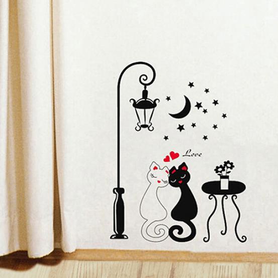 DIY Домашнее украшение Пара кошек Съемные настенные виниловые наклейки Обои ARI