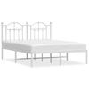 Metal Bed Frame with Headboard White 135 x 190 cm