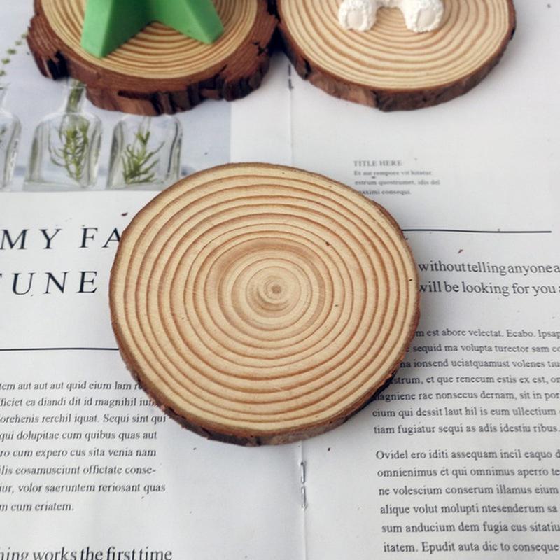 Wooden Stump Tray Wooden Round Wooden Base Table Decoration Wooden Grain Coaster
