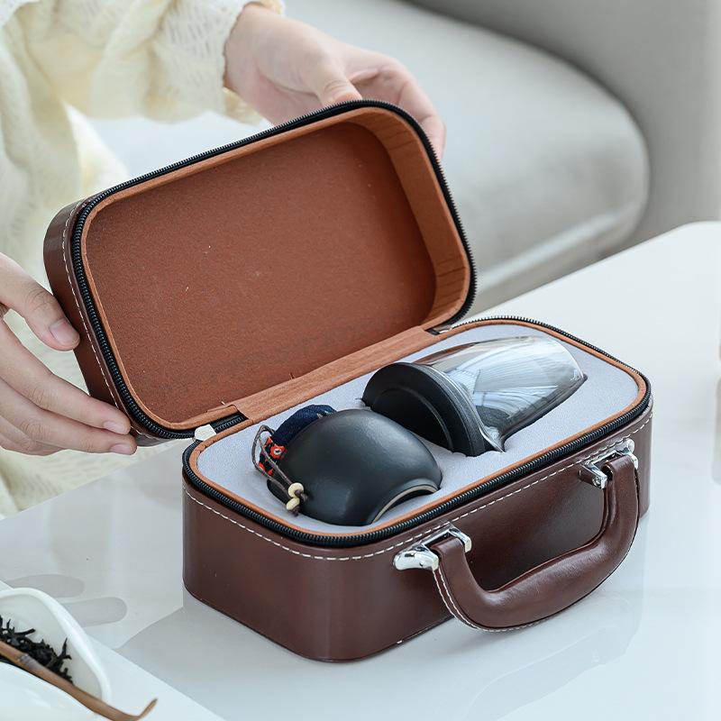 Portable travel tea set, small set, outdoor teacup, one pot, four cups, glass express cup, teapot gift