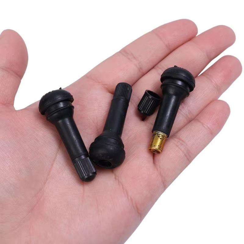 TR414 Tubeless Car Wheel Tire Valve Stems with Dust Caps Black Rubber Caps Tyre Rubber Valves with 20/4 Sets Stems Accessories
