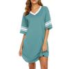 Women's Nightgown Cotton Sleep Shirt V Neck Short Sleeve Loose Comfy Pajama Sleepwear