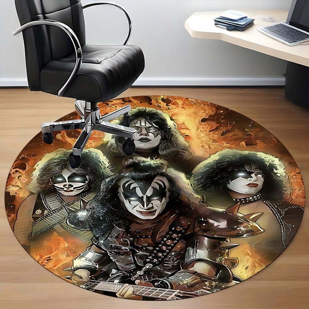 1 шт. Круглый ковер с логотипом группы KISS для офиса, под офисные стулья, спальни, гостиной, домашний декор  a1016284
