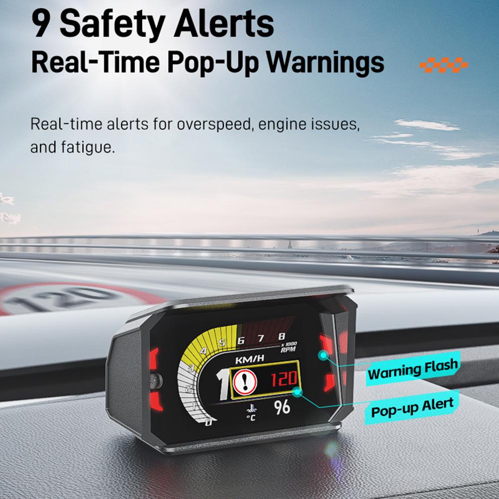 Car OBD + GPS HUD Head Up Display LCD Instrument Panel Gauge RPM Voltage Oi Pressure Turbo Meter Speedometer