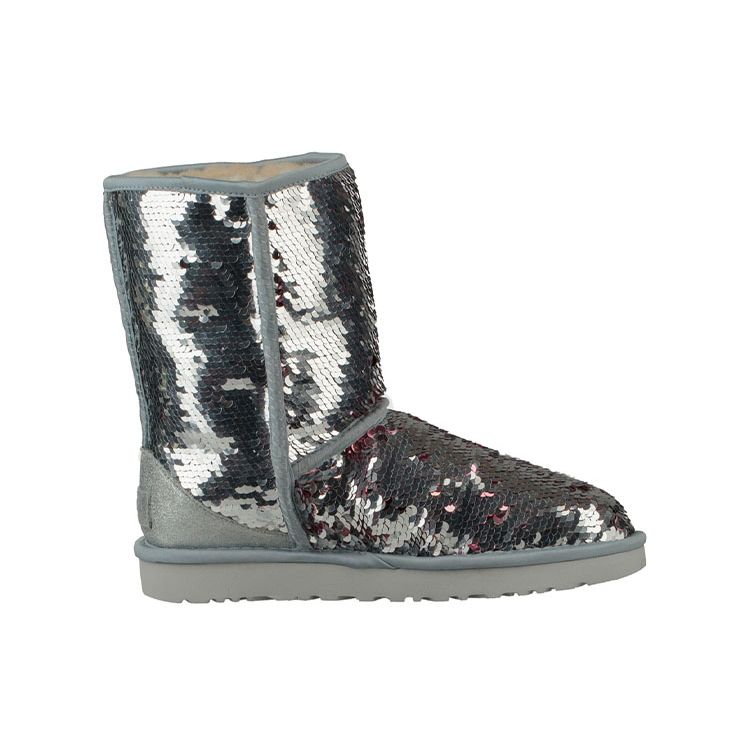 UGG  Classic Short Boot Sequin - Silver Women Sneakers 1094982-SLVR