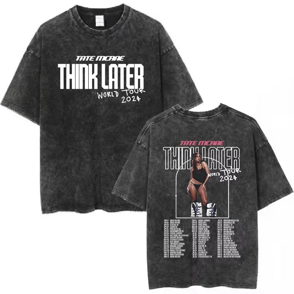 Трендовая футболка Tate Mcrae Greedy Album Tour Merch для мужчин и женщин, винтажная потертая футболка с коротким рукавом, свободный повседневный топ