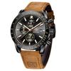 BY BENYAR Chronograph Analog 30M Water Leather Strap Quartz Gift for Brown or Black Men's Watch, Resistant, Simple, Stylish, Popular, Formal,