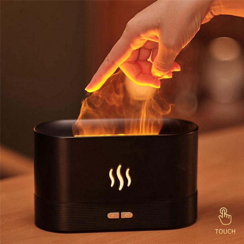 Aroma Diffuser Air Humidifier Ultrasonic Cool Mist Maker Fogger LED Essential Oil Flame Lamp Black