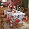 Festive Holiday Tablecloth Waterproof Polyester Embossed Rectangle Christmas Party Dining Cover with Lace