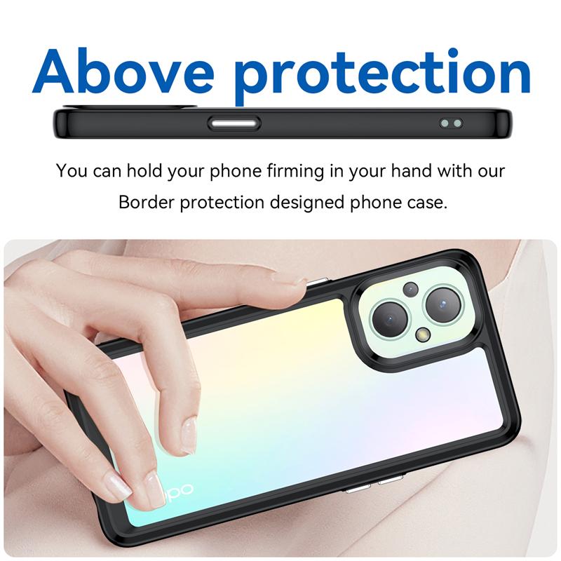 For Cover OPPO Reno 8 Lite Case Reno 8 Lite Capa New Shockproof Bumper Clear Transparent Multicolor For Fundas Reno 8 Lite Cover