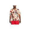 Sportswear City Of Roses Floral Print Mesh Button-Up Casual Short Sleeve Shirt Men Shirts Beige FJ1650-126