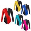 Kids Girls Hollow Back Gymnastics Leotard Shiny Sequins Long Sleeve Dance Leotard Figure Skating Bodysuit
