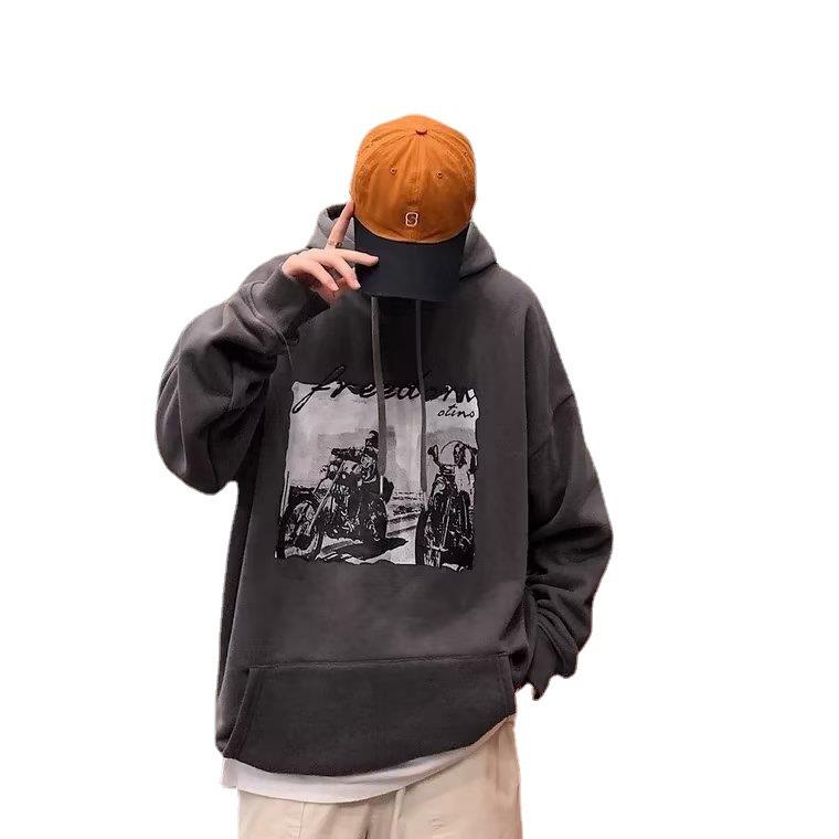 Винтажный винтажный свитер Мужская мода Ins с капюшоном Свободное пальто большого размера Осень Зима Пара