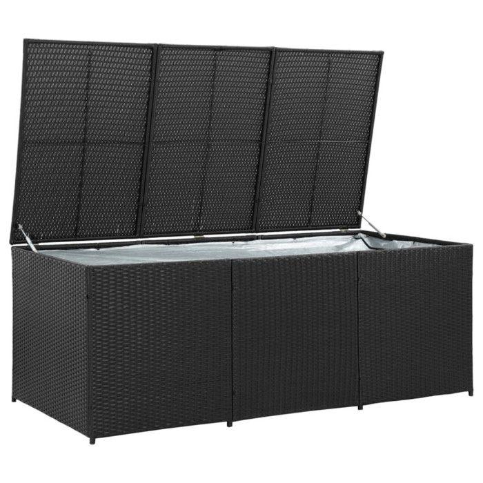Storage Box - Woven Resin - 180x90x70 Cm - Black - Gas Lift Mechanism