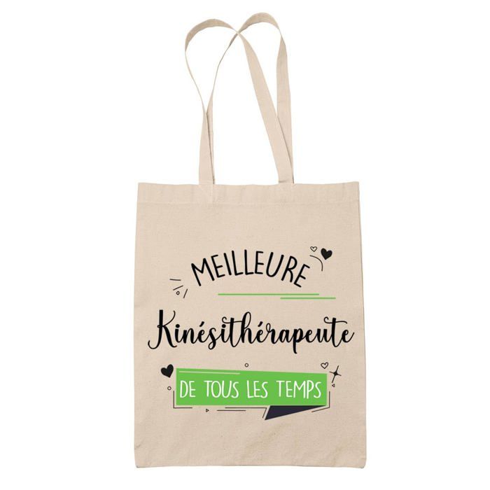 Tote bag - PLANETEE - Kinésithérapeute meilleure femme de tous les temps - Coton - Beige - Imprimé en France