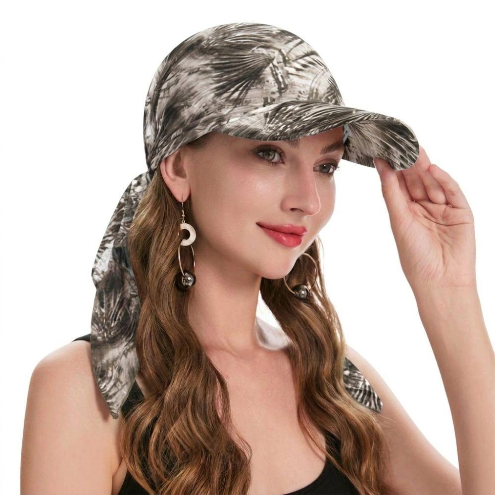 Floral Print Strapped Baseball Cap with Brim Turban Hat Summer Headscarf Hat Everyday Outfits