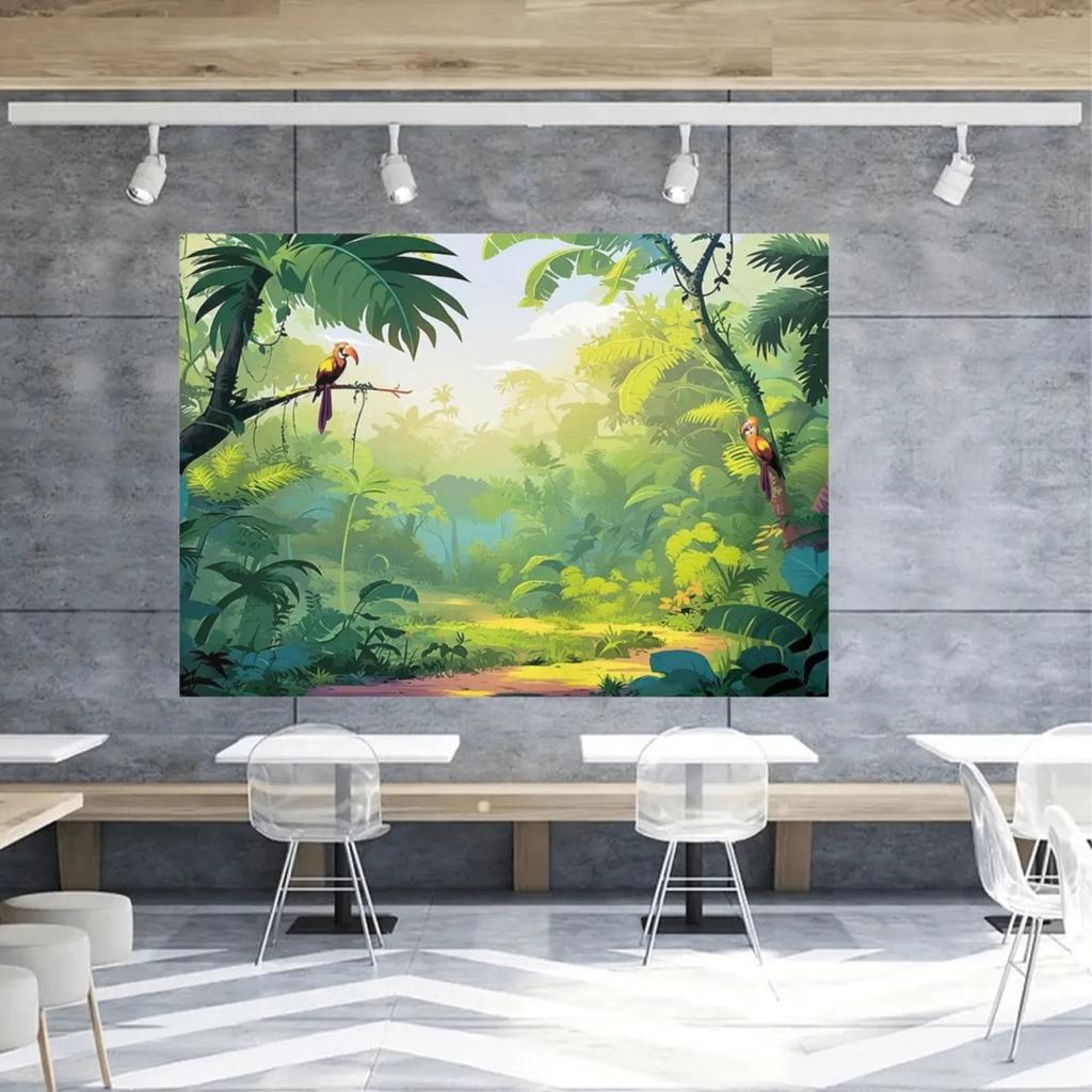 2D flat surface, 1 piece of jungle exploration background fabric, durable for indoor/outdoor party decoration