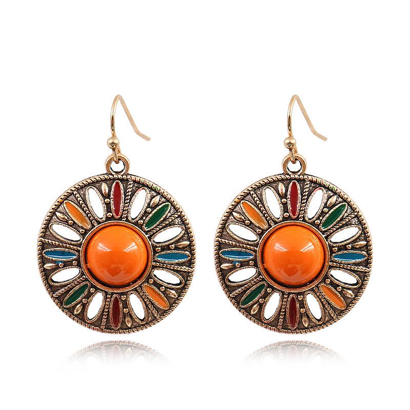 Винтажные висячие серьги с каплями масла в этническом стиле для женщин, женские модные милые украшения для ушей, ювелирные аксессуары