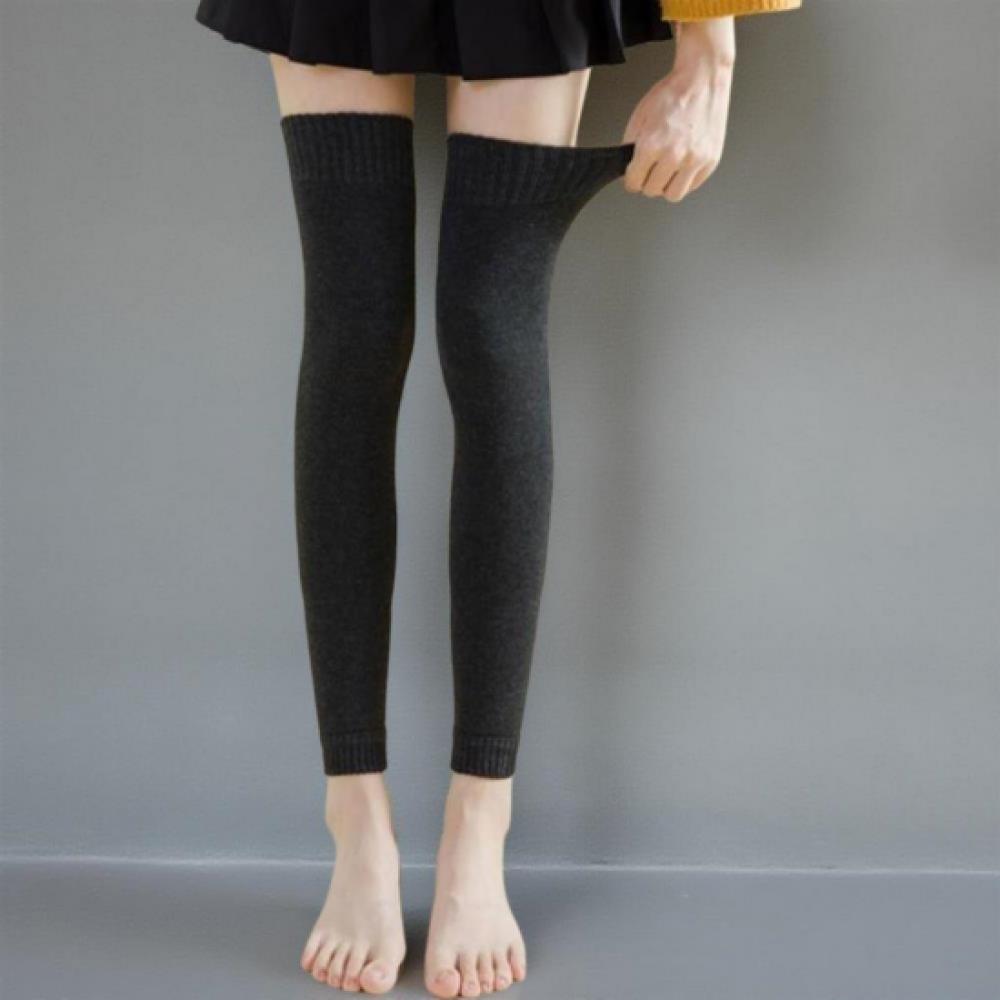 New Arrivals Open Run Women Warm Rib Leg Warmers Solid Long Knit Leggings