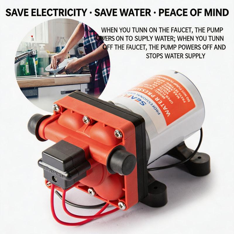 42 Series RV Diaphragm Water Pump 12V/24V Self Priming High Pressure Booster Pump for Yacht Caravan Camper Marine Water Supply