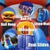 Commercial Kids Party Inflatable Bounce House Bouncy Castle with Slides & Ball Pit, Ring Toss Game,Basketball Hoop,Obstacle