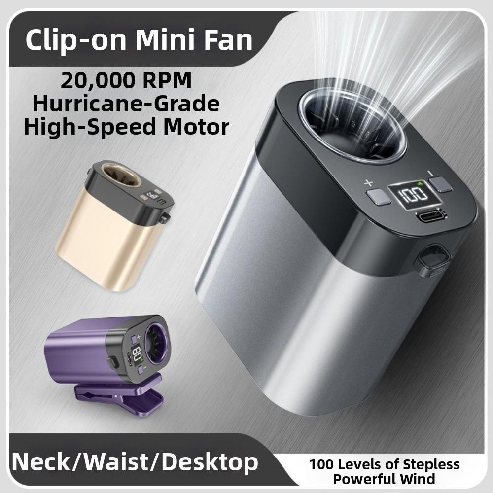 Hand Free Waist Clip Fan Strong Airflow Mini Electric Fan Portable Hanging Neck Fan Working