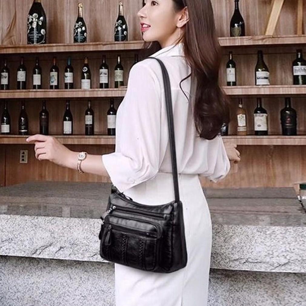 Cute Beautiful PU Multilayer Soft Leather Shoulder Crossbody Bag