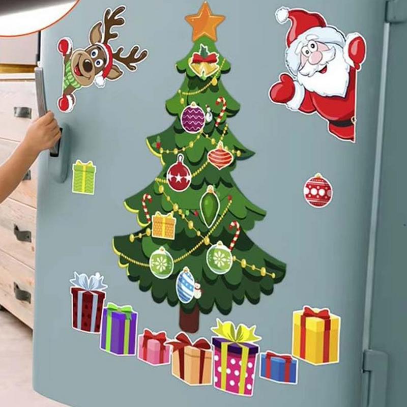 Рождественские магниты на холодильник, наклейка, украшение на рождественскую елку, магнитные наклейки, рождественские магниты для металлической двери холодильника