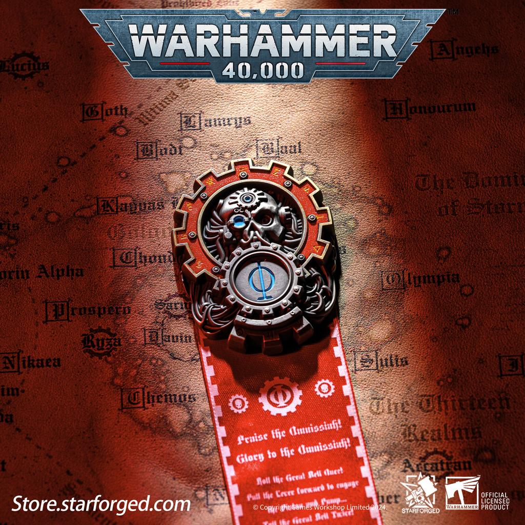 Starforged Star Casting, игровые товары Warhammer 40K God of All Machines, значок печати Механического Бога