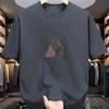 2025 Men's Summer 100 Cotton Fashionable Casual Sports Loose Plus Size Letter Pattern Printed Round Neck Short Sleeved T-shirt
