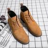 Большой размер средние и высокие замшевые кожаные туфли размер 38-46 осень и зима новые британские 2025 модные мужские короткие ботинки мужчины