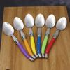 6pcs Laguiole Dinner Spoon  8'' Stainless Steel Long Handle Table Spoons White Cutlery Black Big Serve Scoop Set Dinnerware