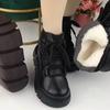 Winter Shoes Women Snow Boots Thick Sole Warm Plush Cold Winter Shoes Genuine Leather Ladies Ankle Boots