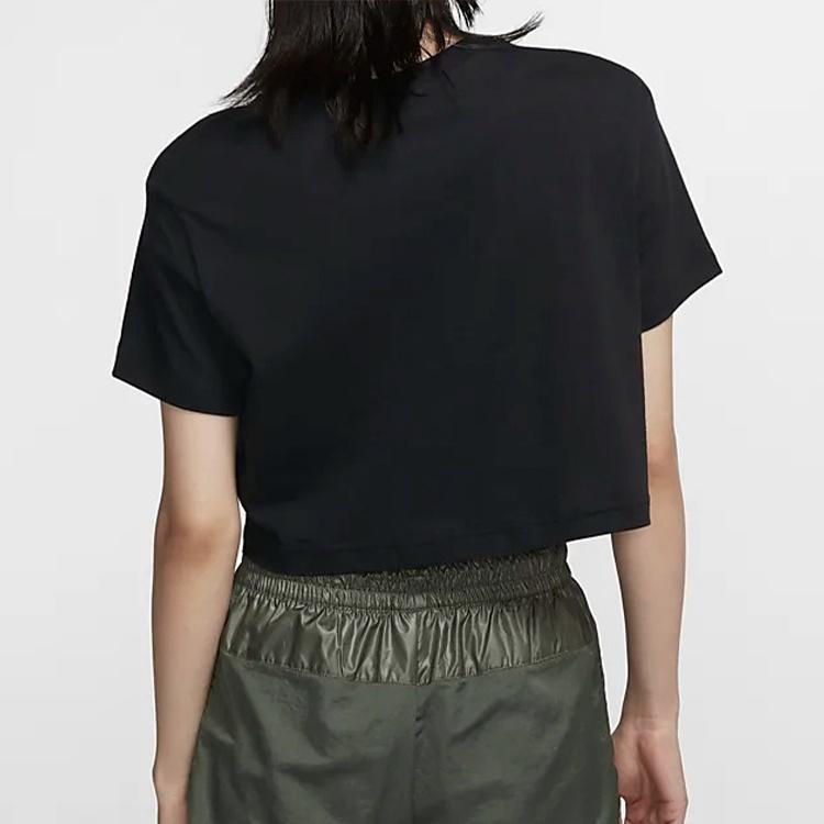 (WMNS) Женская черная футболка с коротким рукавом Nike с алфавитным принтом BV7171-010
