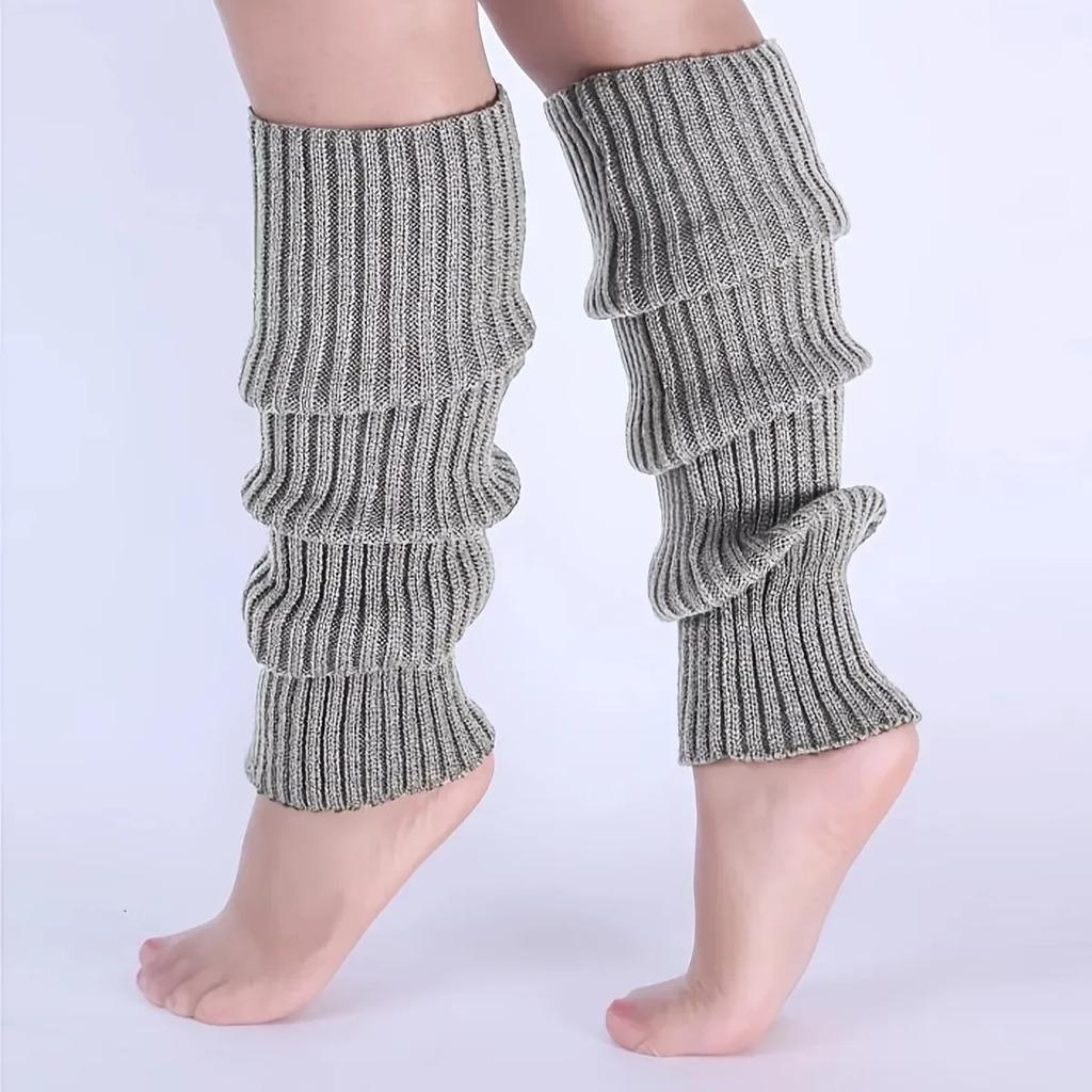 Women's Rib Knit Leg Warmers Knee High Socks Knitted Stockings Warm Comfortable Winter Fashion Legwear Apparel