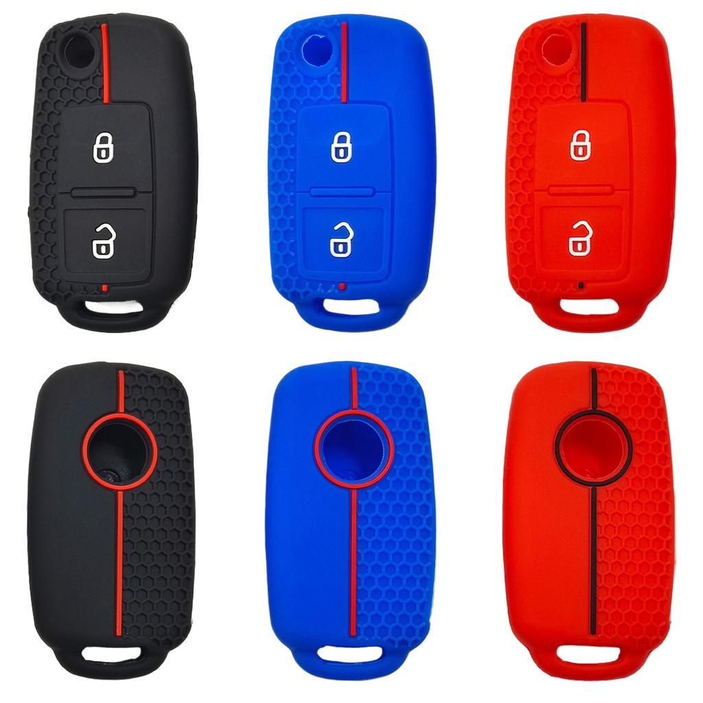 Силиконовый ударопрочный чехол для ключей, подходит для Volkswagen Golf, Passat, POLO, Skoda, складной, 2-клавишный, сотовый узор