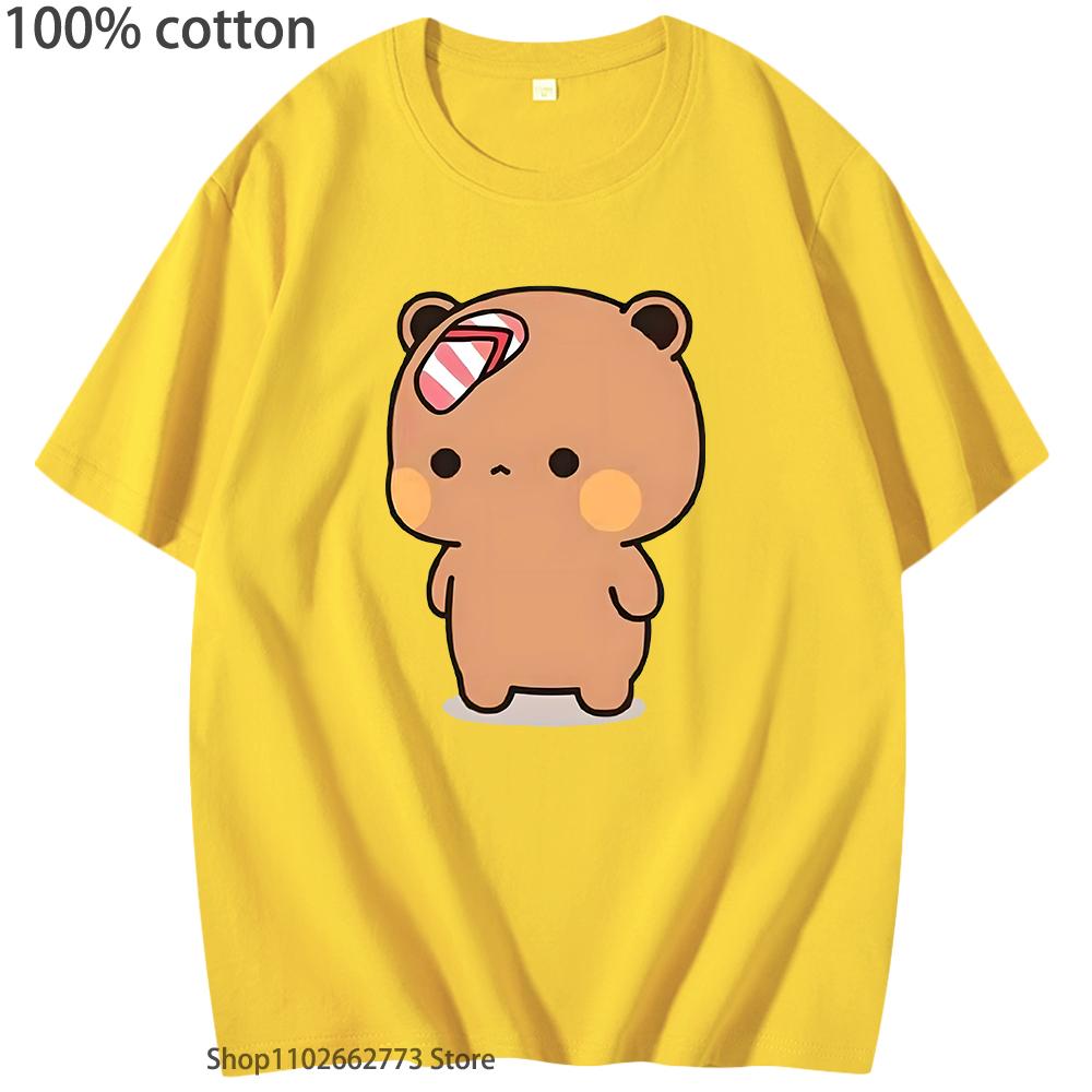 Милый Дуду бросал шлепанцы футболки из-за того, что Бубу его дразнил. Графическая футболка с Бубу. Кавайный панда. Женские и мужские хлопковые футболки.