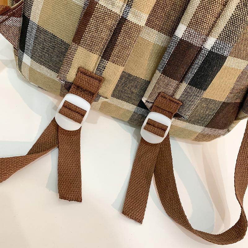 Студенческий школьный рюкзак в клетку в стиле ретро, большой вместимости