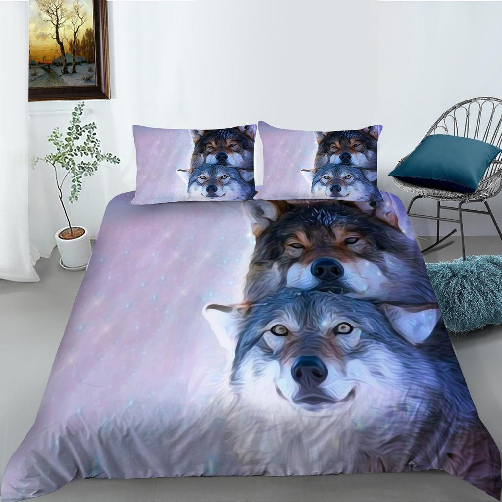 Animal Series Bedding Two Or Three-Piece Set Polyester Wolf Digital Printing