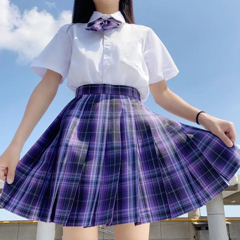Bow Skirt Pleated Women Plaid Knot Summer High Waist Preppy Girls Dance Mini Skirt Cute A Line Harajuku Sexy With A Bow Tie