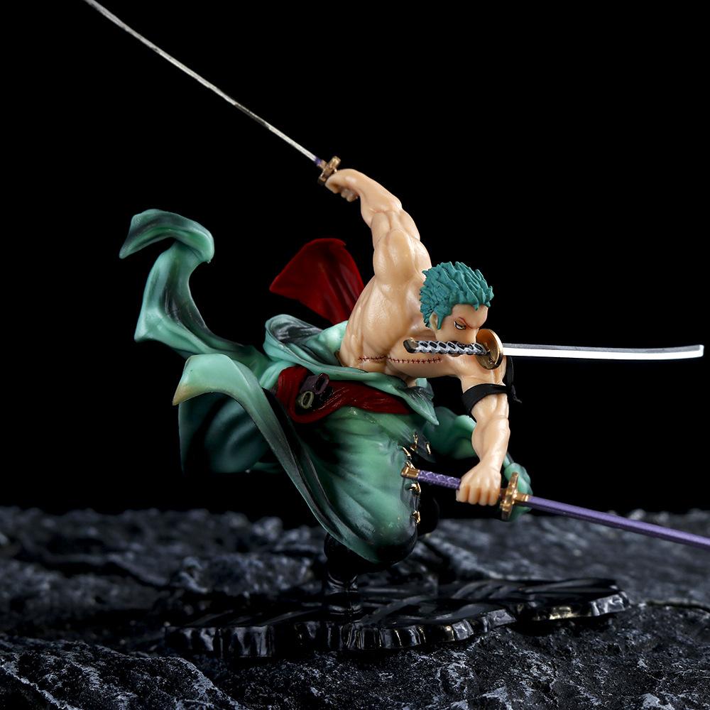18 см Аниме One Piece Banpresto Ророноа Зоро Три Меча Стоящий ПВХ Модель Действия Коллекция Крутая Модель Украшение Игрушки Подарки для Детей