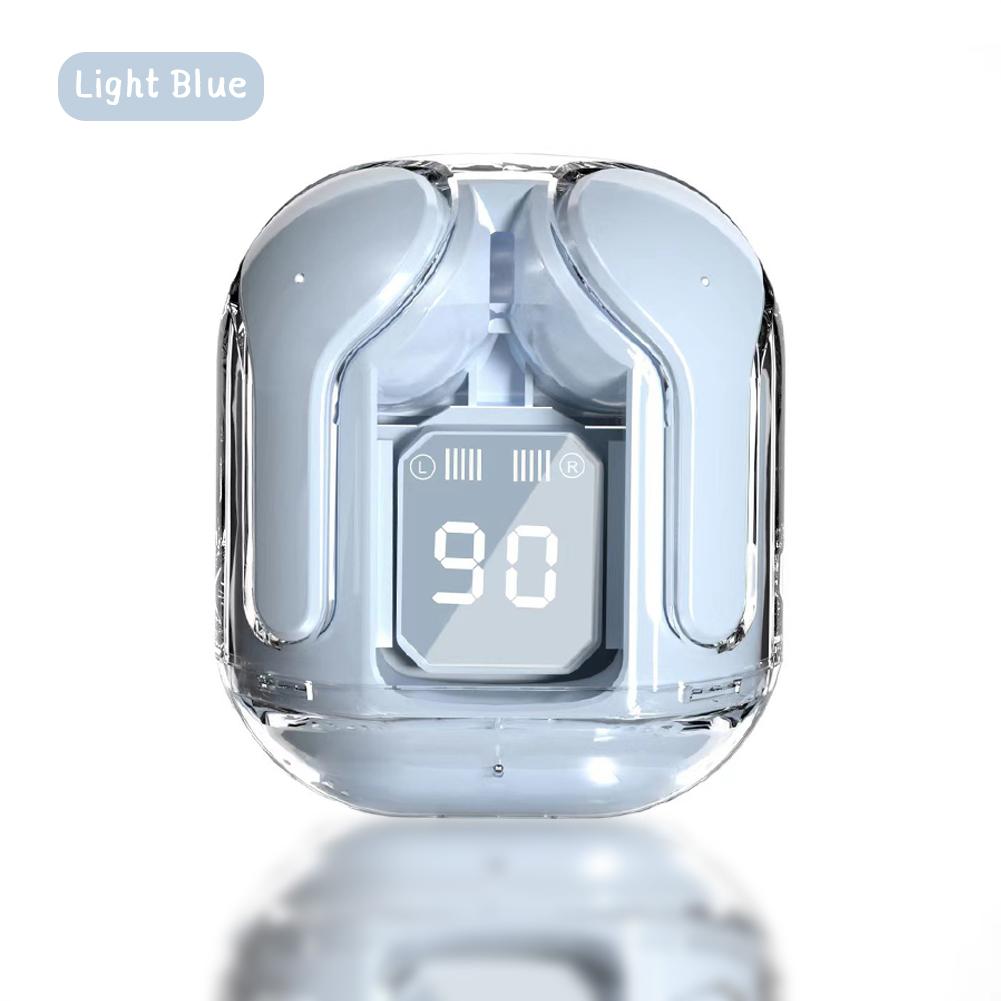 Transparent Wireless Bluetooth Earbud Noise Canceling Stereo Headphone with Digital Display Charging Case Waterproof Gaming