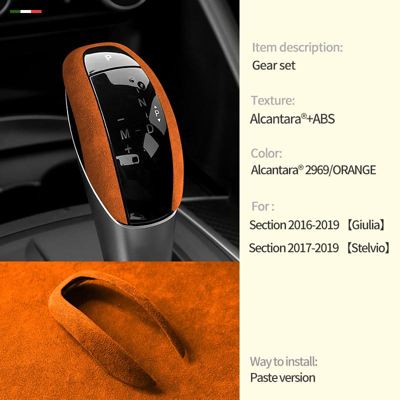 car suede leather gear shift knob cover trim frame F For Alfa Romeo Stelvio 2017 2018 Giulia 2016 2017 2018 interior decorations