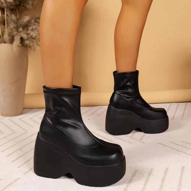 Shoes for Women 2024 New Super High Heel 8CM or Above Fashion Women's Boots Height-increasing Thick Sole Punk Platform Boots