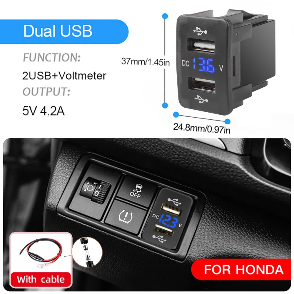 Автомобильное зарядное устройство QC 3.0 Dual USB с дисплеем напряжения — быстрая зарядка для iPhone/Samsung/Huawei (48W)