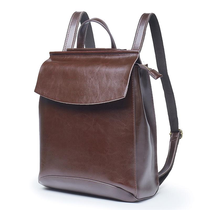 Leather women's bag backpack European and American retro cowhide women's bag multi-functional backpack