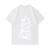 Men's 100% Cotton Crew Neck Short Sleeve T-Shirt, Funny Stitch Teddy Bear Wearing Crown Graphic Print Casual Breathable Soft Tee Top for Daily Streetw